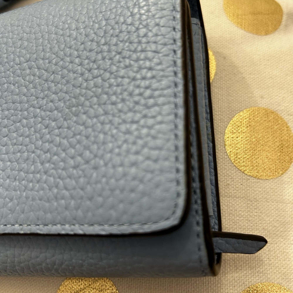 Henri Bendel New York Light Blue Leather Wristlet Clutch Braided Strap - Picture 4 of 16